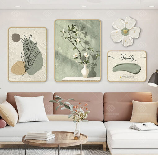 Tranh tráng gương bộ 4 tấm decor trang trí TG3476