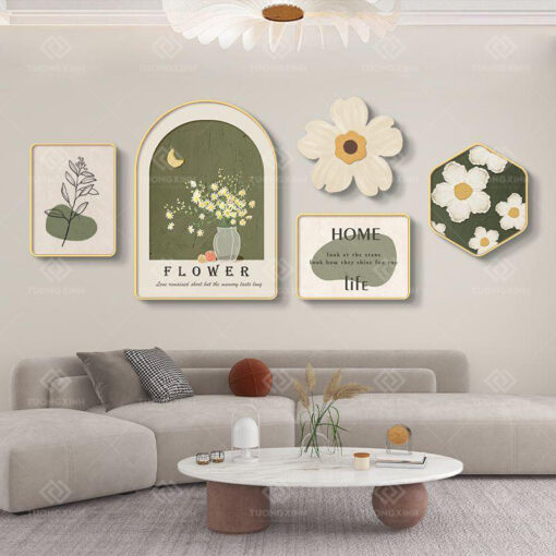 Tranh tráng gương bộ 5 tấm decor trang trí TG3431