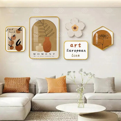 Tranh tráng gương bộ 5 tấm decor trang trí TG3433