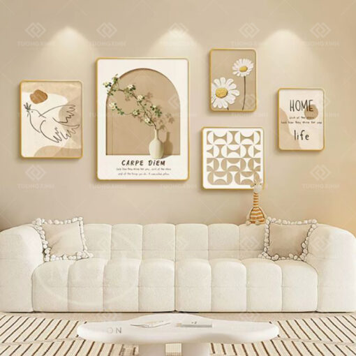 Tranh tráng gương bộ 5 tấm decor trang trí TG3479