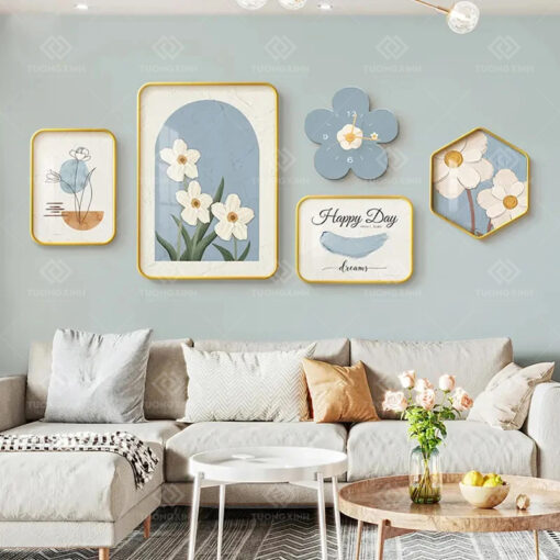 Tranh tráng gương bộ 5 tấm decor trang trí TG3434