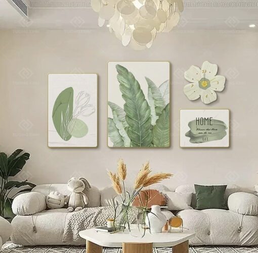 Tranh tráng gương bộ 4 tấm decor trang trí TG3480
