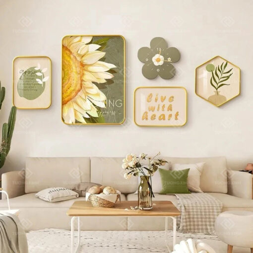 Tranh tráng gương bộ 5 tấm decor trang trí TG3435