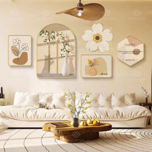 Tranh tráng gương bộ 5 tấm decor trang trí TG3424