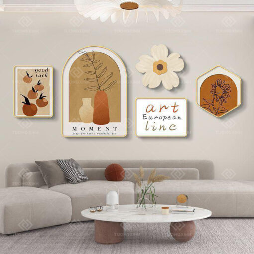 Tranh tráng gương bộ 5 tấm decor trang trí TG3427