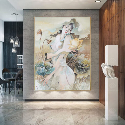 Tranh tráng gương Art nàng sen TG3687