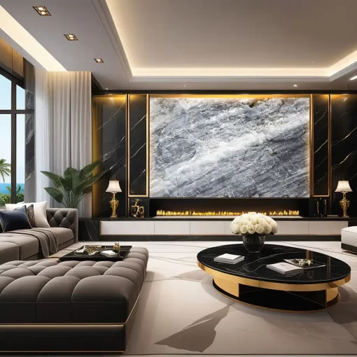 Tranh pvc tráng gương ốp tường vân đá TC1494