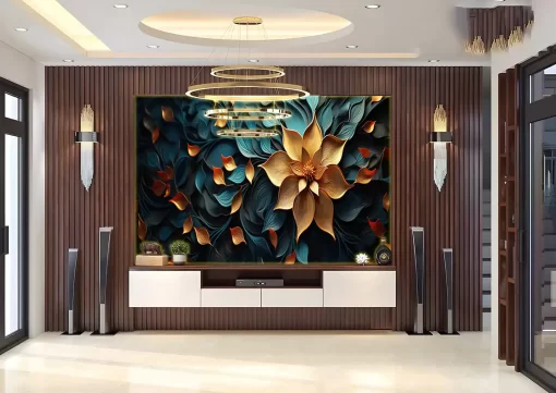 Tranh pvc tráng gương ốp tường bông hoa nghệ thuật TC1731