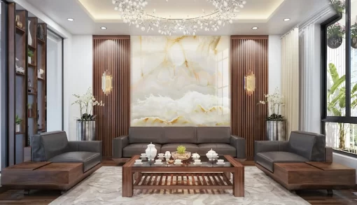 Tranh pvc tráng gương ốp tường vân đá TC1177