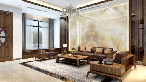 Tranh pvc tráng gương ốp tường vân đá đối xứng TC1199