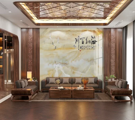 Tranh pvc tráng gương ốp tường vân đá TC1294