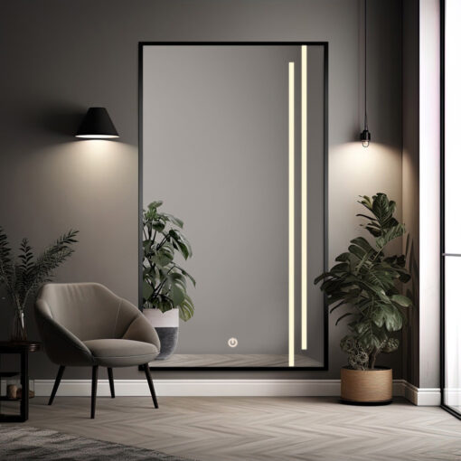 Gương Led viền nhôm decor trang trí nội thất GC237