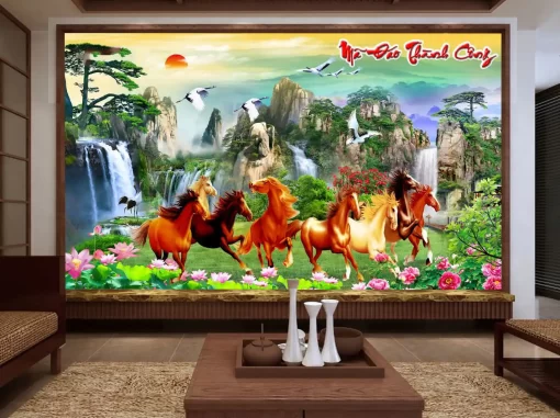 Tranh dán tường khổ lớn mã đáo thành công TDT400
