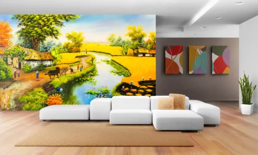 Tranh dán tường khổ lớn phong cảnh đồng quê TDT442
