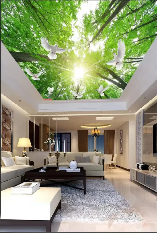 Tranh dán tường khổ lớn trần xuyên sáng 3D TDT458
