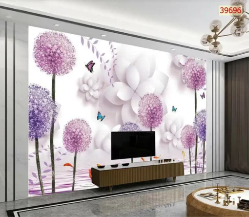 Tranh dán tường 3D khổ lớn hoa nghệ thuật TDT485