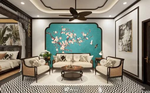 Tranh dán tường khổ lớn phong cách indochine TDT388