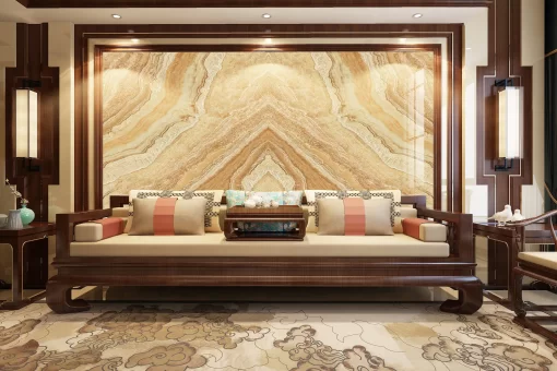 Tranh pvc tráng gương ốp tường vân đá đối xứng TC833
