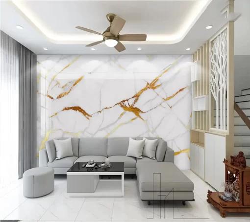 Tranh pvc tráng gương ốp tường vân đá TC849