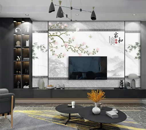 Tranh pvc tráng gương ốp tường phong cách indochine TC943