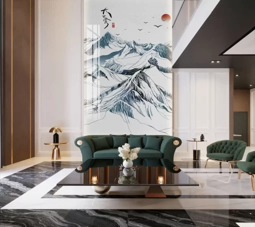 Tranh pvc tráng gương ốp tường thông tầng TC655