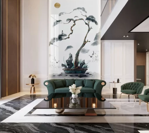 Tranh pvc tráng gương ốp tường thông tầng TC681