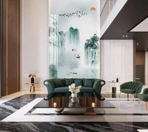 Tranh pvc tráng gương ốp tường thông tầng TC685