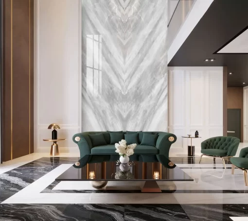 Tranh pvc ốp tường vân đá đối xứng thông tầng TC217