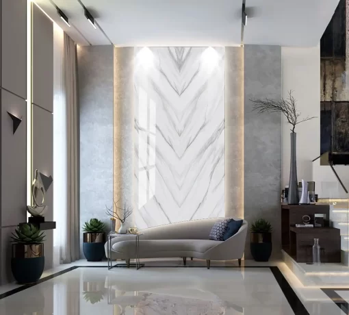 Tranh pvc ốp tường vân đá đối xứng thông tầng TC257