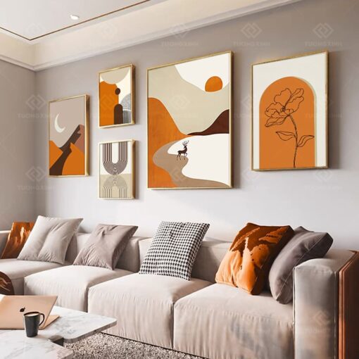 Tranh trừu tượng bộ 5 tấm decor trang trí TG4100