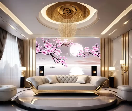Tranh pvc tráng gương ốp tường phong cách indochine TC1783