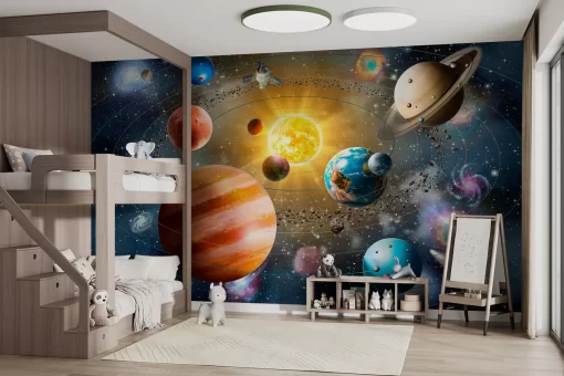 Tranh dán tường 3D hệ mặt trời TDT1098