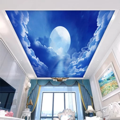 Tranh dán tường 3D trang trí trần nhà TDT1512