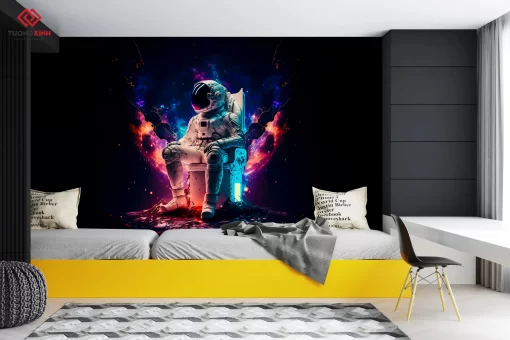 Tranh dán tường 3D phi hành gia TDT1212