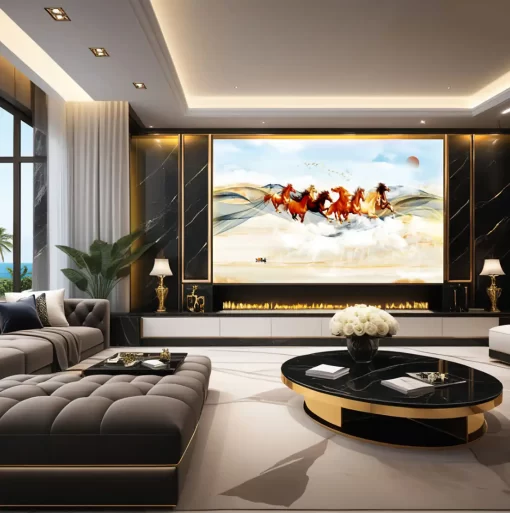 Tranh pvc tráng gương ốp tường mã đáo thành công TC2099