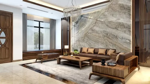 Tranh pvc tráng gương ốp tường vân đá TC1819
