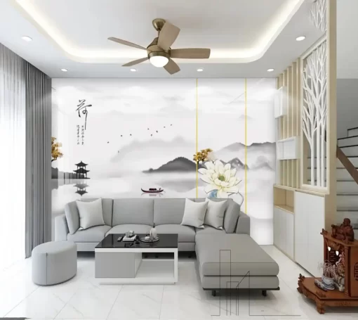 Tranh pvc tráng gương ốp tường phong cảnh nghệ thuật TC2114