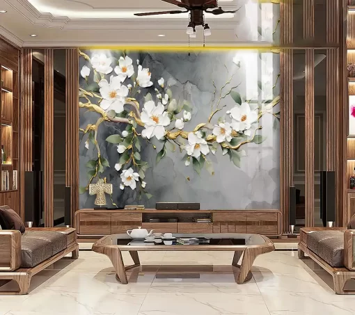 Tranh pvc tráng gương ốp tường phong cách indochine TC1853