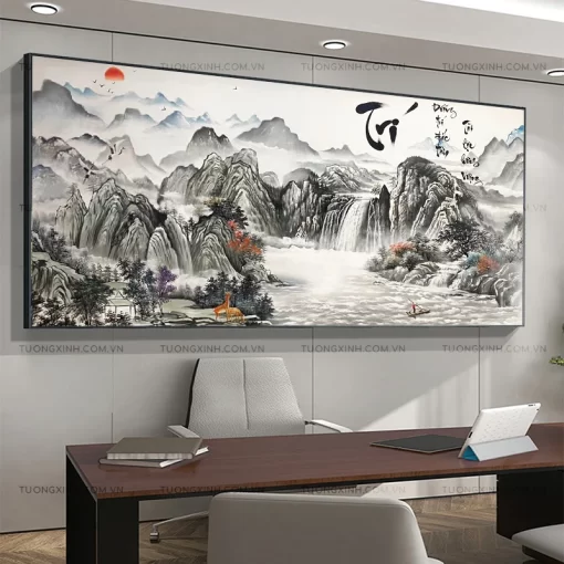 Tranh sơn dầu sơn thuỷ hữu tình SD699