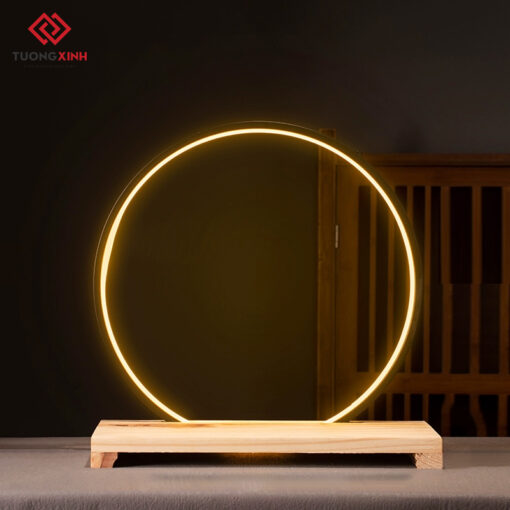 Kệ đèn led đế gỗ decor tượng, mèo thần tài GS135