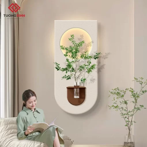 Tranh led 3D hoạ tiết nổi decor lọ cắm hoa trang trí LD458