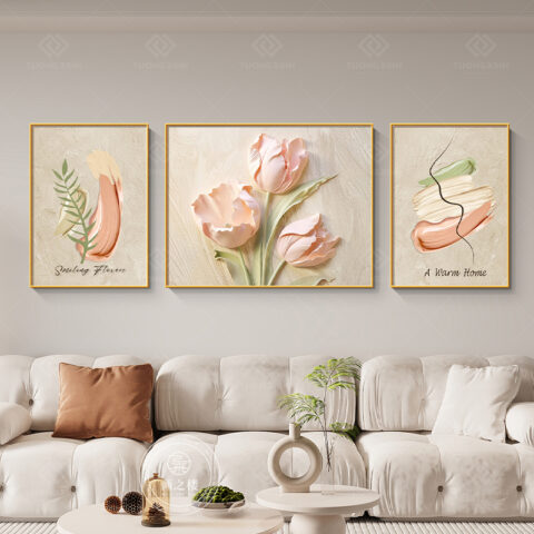 Tranh tráng gương hoa trừu tượng nghệ thuật TG4529