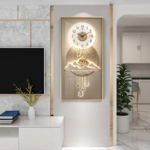 Tranh đồng hồ hươu 3D nghệ thuật DG318