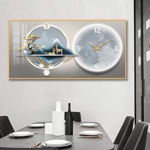 Tranh đồng hồ hươu 3D nghệ thuật DG321