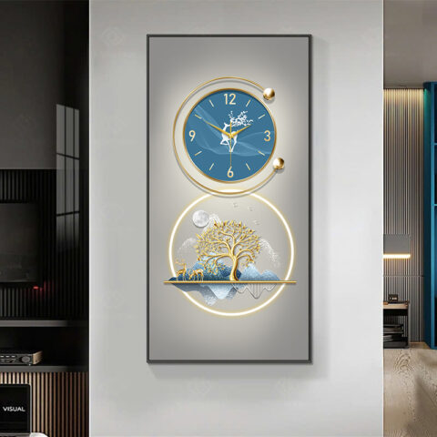 Tranh đồng hồ hươu 3D nghệ thuật DG319