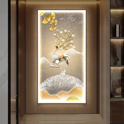 Tranh LED hươu phong cảnh 3D nghệ thuật LD509