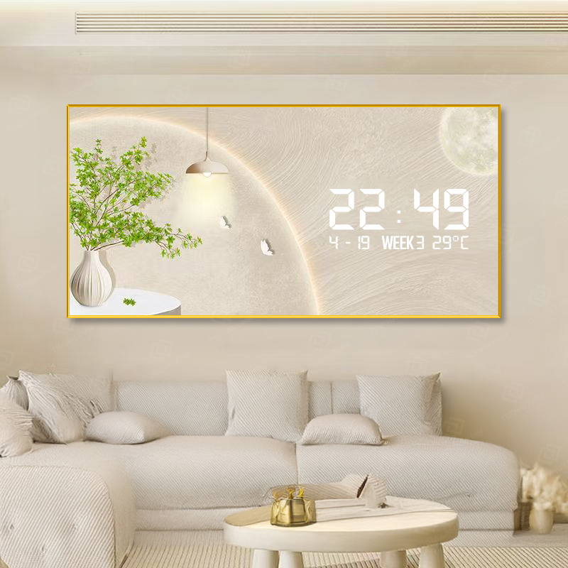 Tranh đồng hồ số điện tử bình lá cây xanh tươi mát DDT14 1 Tranh đồng hồ số điện tử bình lá cây xanh tươi mát DDT14
