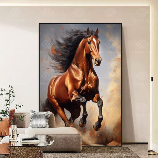 Ý nghĩa tranh mã đáo thành công 19 Tranh treo tường độc mã phong thủy TG4690
