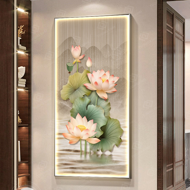 Tranh LED hoa sen cửu ngư 3D nghệ thuật LD532 1 Tranh LED hoa sen cửu ngư 3D nghệ thuật LD532
