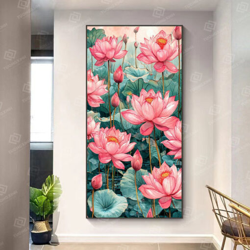 Tranh hoa sen nghệ thuật TG4777